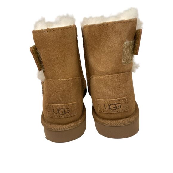UGG Women's Mini Bailey Logo Strap Boots Booties 6  Chestnut NEW with Box - Picture 4 of 6